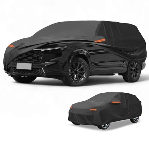 Image of Car Cover Waterproof All Weather Sun Rain Protection Full Exterior Cover for Honda CRV 7-Seater Black with Left Side Zippers