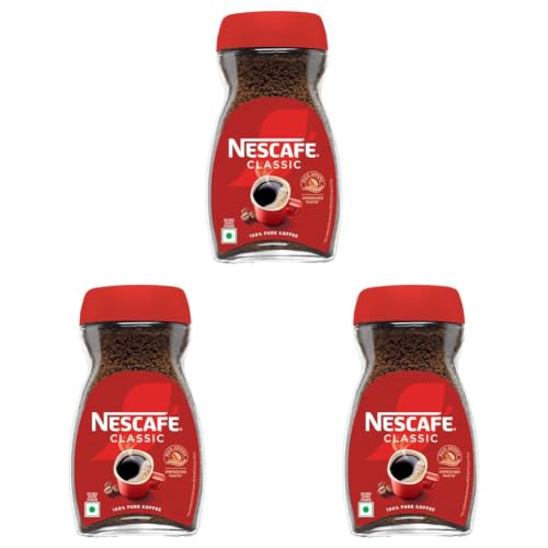Image of NESCAFE Classic Instant Coffee Powder | Great start to your morning | 100% Pure Coffee | 180g /190g Jar (Weight May Vary) (Pack of 3)