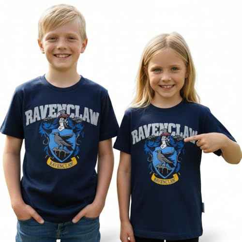 Licensed Kids Unisex Harry Potter Ravenclaw T-Shirt – Official Hogwarts House Crest Tee with Raised Puff Print – Ages 1 to 13 Years, Navy Blue (11-13) (UK, Age, 11 Years, 13 Years, Regular)