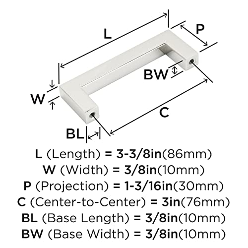 Image of Amerock Monument 3 inch (76mm) Center-to-Center Polished Nickel Cabinet Pull - 10 Pack