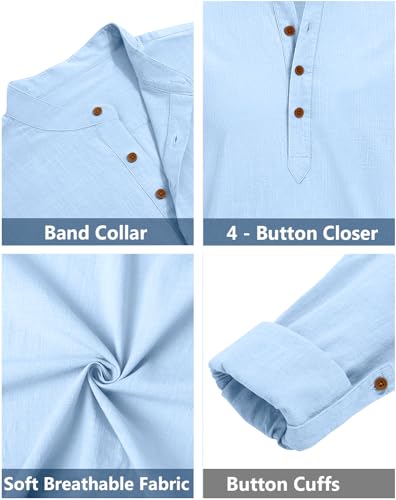 Image of Zombom Men's Solid Cotton Polyester Blend Straight Kurta Shirt, Regular Fit Full Sleeve Short Kurta Shirt