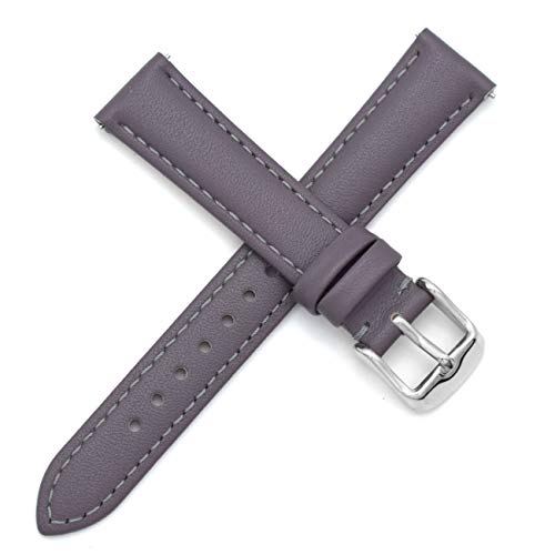 THEAGE Leather Watch Band Straps - Quick Release - Replacement for Mens or Womens Choose Color and Width 14mm, 16mm, 18mm, or 20mm (20mm, Gray/Sliver)