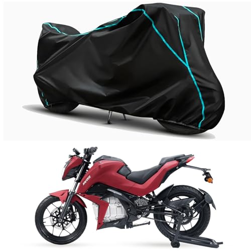 Image of Waterproof Bike Body Cover Compatible for | Tork Kratos STD | Taffeta Fabric, Sky Piping Design, Bottom Elastic Fit | Dustproof, Sun UV & Rain Protection for All Weather.