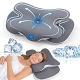 A-Pce Almohada Cervicales y Cuello para Todo Tipo de Durmientes, Gris