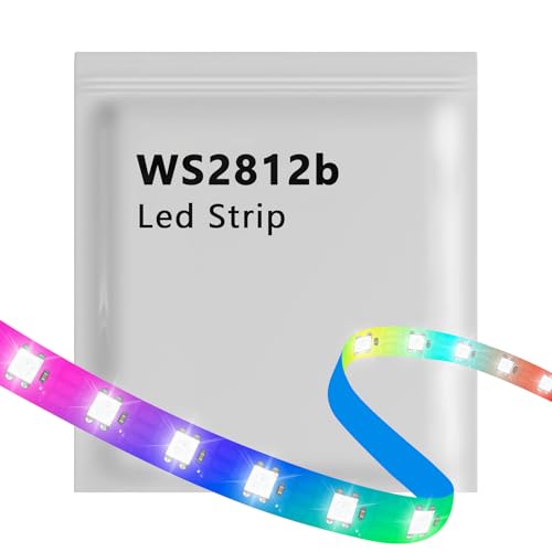 Aurevita WS2812b Ledstrip RGB IC, 5 m, 300 leds, IP30, printplaat van koper, dubbellaags, individueel adresseerbaar, ledstrip, DIY Project 5050 ledstrips (5 m 300 leds, zwart)