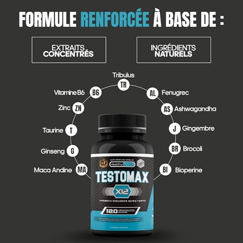 Healthy Fusion TestoMax | Booster de Testostérone pour Homme | Énergie, Force, Musculation et Vigueur | Maca Andine, Ginseng, Tribulus et Taurine | Améliore les performances sportives | 120 capsules – Image 4