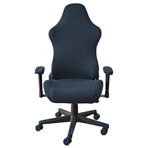 Housses de Chaise de Gaming,Housses de Chaise de Jeu Extensible 4 pièces,Housse de Chaise de Bureau avec Accoudoirs/Dossier de Chaise,Housse de Fauteuil Rotatif,Pas de Chaise,Navy Blue