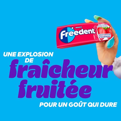 FREEDENT - Chewing Gum Sans Sucre - Goût Fraise - 5 Paquets de 10 Dragées - 70g