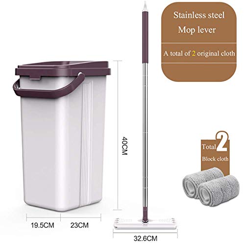 Flat Bucket Mop Set Waschen und Trocknen Flat Mop System Bodenreiniger Mop mit 2 waschbaren Mop Nachfüllpads Für die Haushaltsreinigung