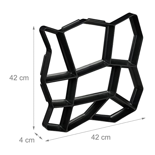 Relaxdays Pflasterform, 9 Kammern, HBT 4x42x42cm, Pflastersteine streichen, Garten Trittplatten, Beton Gießform, schwarz