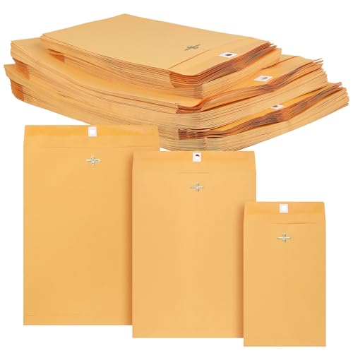 HOIGON 120 Pack 3 Sizes Clasp Envelopes, Kraft Paper Catalog Envelopes with Metal Clasp for Document Filing, Storage and Mailing (6x9, 9x12, 10x13 Inches)