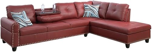 Beverly Fine Furniture Andes Microfibra con sofás de imitación, color borgoña