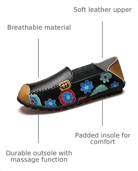 Image of VenusCelia Women's Floral Comfort Walking Flat Loafer