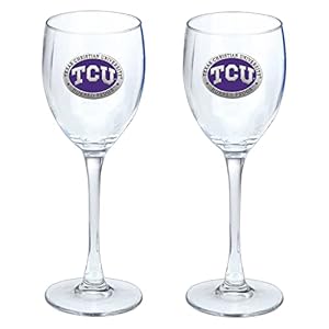 Heritage Pewter TCU Horned Frogs Glass Goblets – Set of 2 | 12 OZ Goblet Wine Glasses | Expertly Crafted Pewter Glass