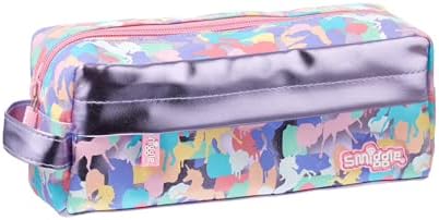 Smiggle Soft Two Pocket Pencil Case ('Illusion' Pink/Lilac Unicorns)