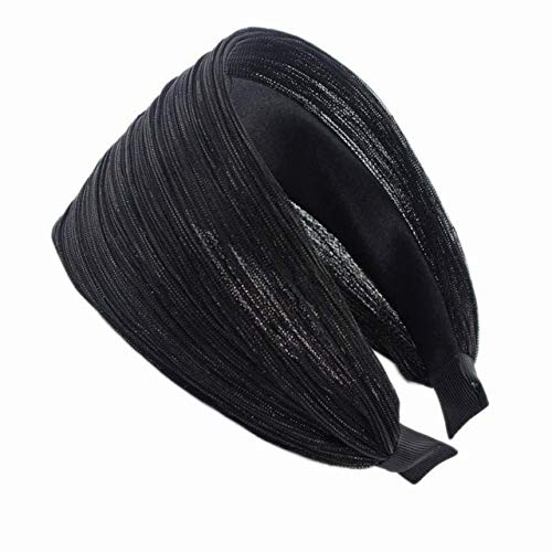 Preisvergleich Produktbild NewLarge Stirnbänder für Frauen Shiny Wide Head Band Headwraps Wellenmuster Haarreifen Tiara Girls Haarschmuck-Schwarz