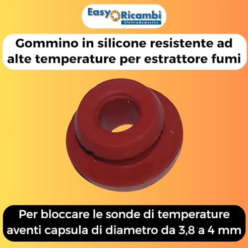 Easyricambi - Gummihalterung für Rauchsonden Pelletofen (für Kapseln von 3,8 bis 4 mm) Ersatzteile und Zubehör für Pelletofen, Pelletheizung, Silikongummi für hohe Temperaturen für Rauchabzieher