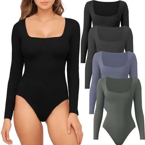 トップス things that matter JERSEY BODY SUIT Women's Seamless Long Sleeve Bodysuit Crew Neck Basic