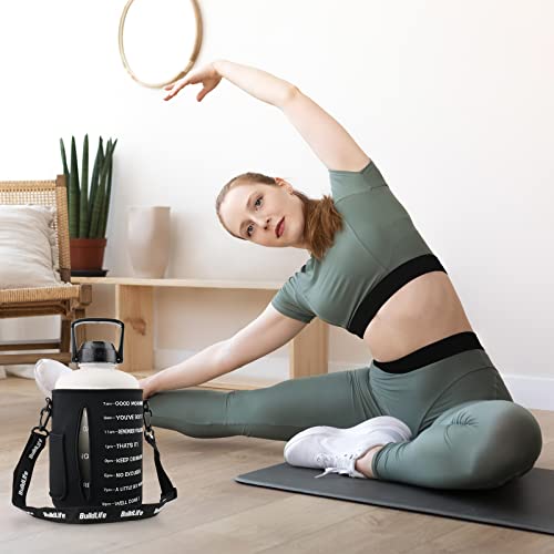 Image of QuiFit 1 Gallon Water Bottle - with Straw & Motivational Time Marker Leak-Proof BPA Free Reusable Gym Sports Outdoor Large(128OZ /73OZ) Capacity Water Jug