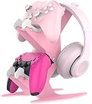 NBCP Controller Holder Stand, Universal Metal Material Game Controller and Headset Stand Controller Accessories for Gamepad of PC / PS5 / PS4 / PS3 / Switch/Xbox (Pink)