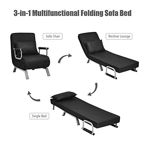image for Giantex Convertible Sofa Bed Sleeper Chair, 5 Position Adjustable Back