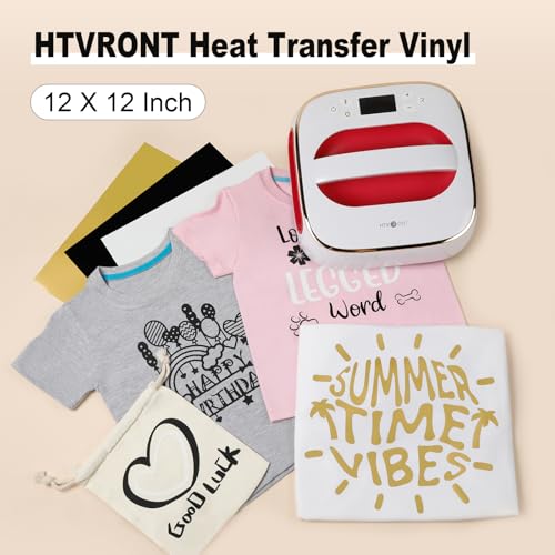 Image of HTVRONT HTV Heat Transfer Vinyl Bundle: 5 White HTV Vinyl and 4 Black Heat Transfer Vinyl Sheets, 12 inchx12 inch PU Iron on Plus 1 PTFE Sheet Easy to Cut & Weed for Heat Design