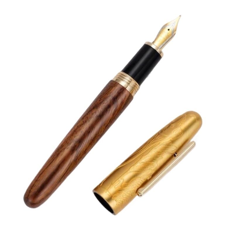 Stylo-plume en bois avec relief vache fer sculpté papeterie bureau affaires calligraphie pour homme