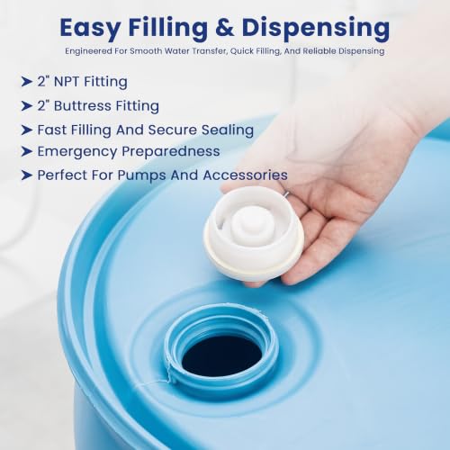 Image of 55 Gallon Water Storage Barrel, BPA Free, Emergency Water Supply - Eco Friendly - Made in USA (Yellow, 55 GALLONS Drum)