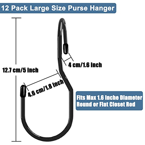 Purse-Hanger-for-Closet-Unique-Twist-Design-Bag-Hanger-Purse-Hooks-5-inch-Large-Size-Closet-Rod-Hooks-for-Hanging-Bags-Purses-Handbags-Belts-Scarves-HatsClothes-Pans-and-Pots-12-Pack-Black
