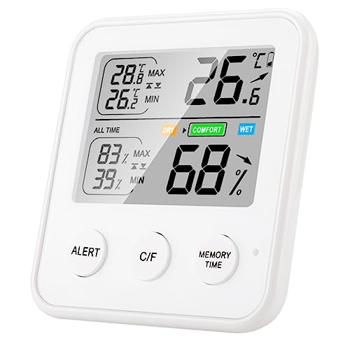 BinZyronic 屋内温度計 デジタル湿度計 9909-W ? 大型ディスプレイで読みやすく家庭用オフィスベビールーム対応