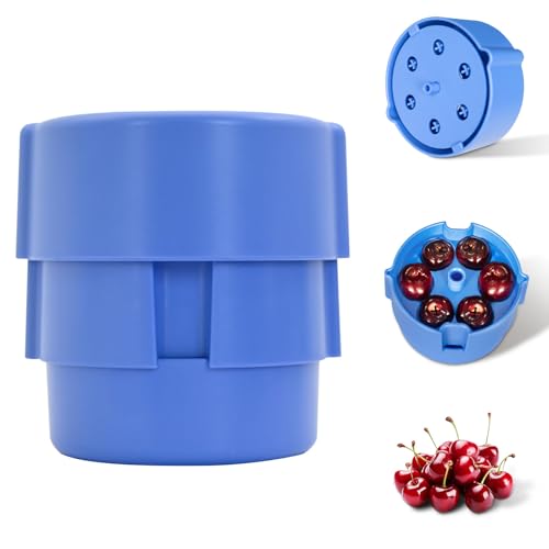 Cherry Pitter Tool - Cherry Seed Remover for Multiple Cherries, Easy Push Press One-Hand Operation, Perfect for Canning, Baking & Jam Making (Blue)