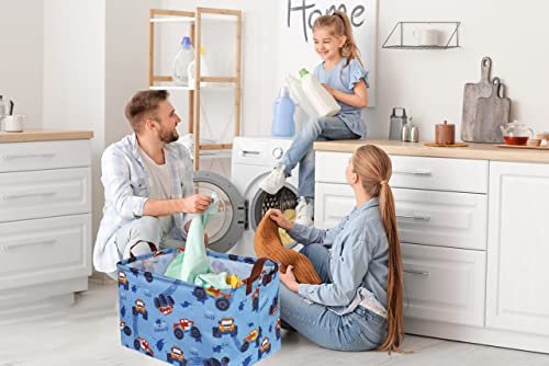 Image of Rectangular Monster Truck Basket Organizer.Kids Baskets,Boys Storage Basket with Handles.Car Bins for Kids,Books, Gifts Storage. (Monster Trucks )