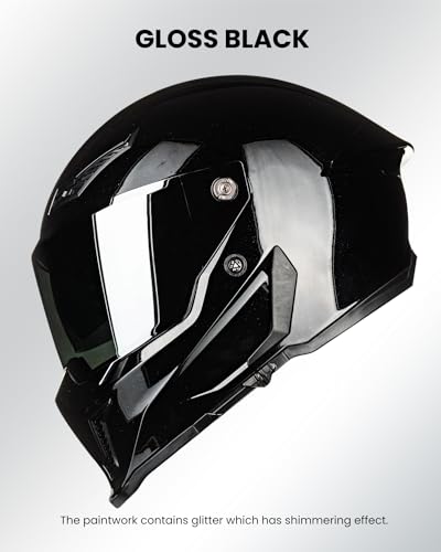 Image of ILM Motorcycle Helmets for Adult Men Women Full Face DOT ECE Powersports Dual Visor Street Racing Helmet with Pinlock Cascos para Motos Model MF509 (Gloss Blacks, 2XL)
