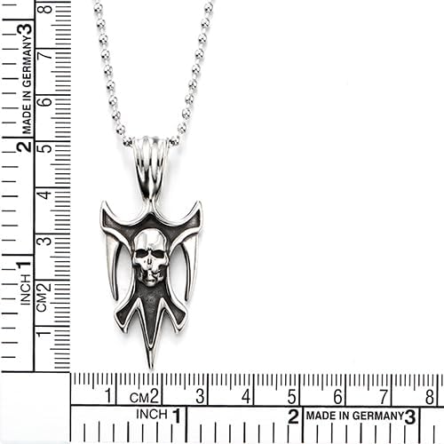 COOLSTEELANDBEYOND Steel Skull Pendant Necklace for Men, Tribal Blade Design, Biker Punk Rock Gothic Statement Jewelry - Image 4
