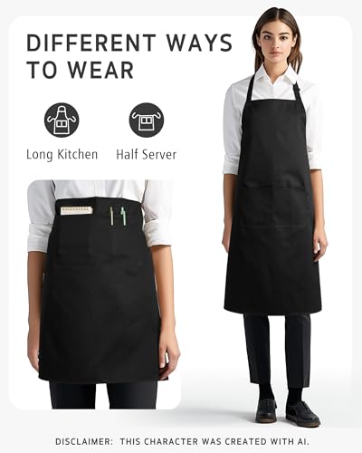 Image of Syntus Chef Apron for Men Women Kitchen Cooking Apron with Pockets, Adjustable Bib Aprons Stain Resistant