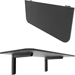 Mesa Dobrável de Parede 117cm x 40cm para Cozinha e Quarto Compacta Café Borda Arredondada(Preto,100x40cm)