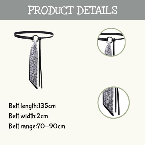 Scarf Belt for Women Boho Western Cowboy Leathery Paisley Silk Scarfs for Autumn Fashion Stylish Elegant 5