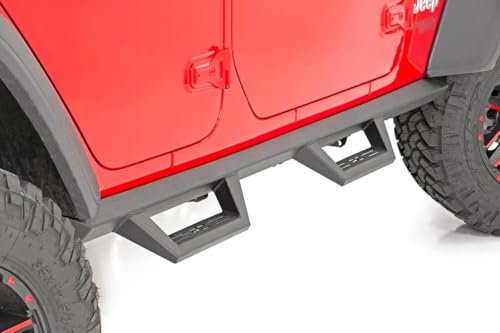Rough Country Contoured Drop Steps for Jeep Wrangler JL (2021-2024) & Wrangler Unlimited (2018-2025) 4-Door - Flush Fit Rails with Side Steps - Thumbnail 2