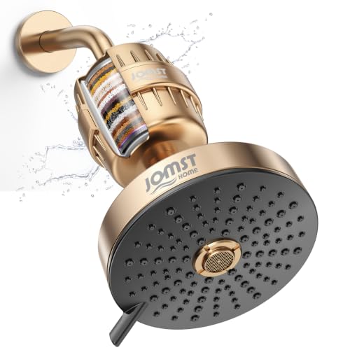Image of Filtered Shower Head COMBO - for Healthier Skin & Hair | 3 Mode High Pressure Shower Heads with 25-Stage Filtration | Removes 99.947% Chlorine & Heavy Metals | Shower Head with Filters - Golden