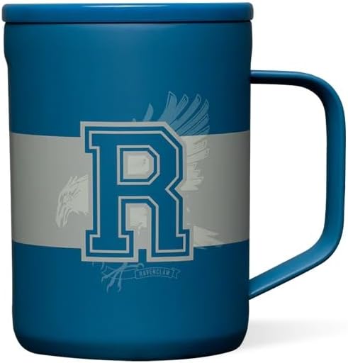 Corkcicle Harry Potter Coffee Mug - Stainless Steel Insulated Cup With Lid For Tea & Coffee - Non-Slip Silicone Base - Durable Travel Mug - Dishwasher Safe - BPA Free - Easy Grip - 16 oz - Ravenclaw