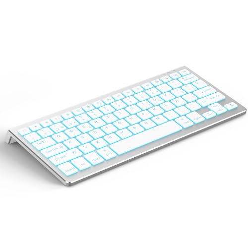 CACOE Teclado Bluetooth para MacOS, iPadOS e iOS, Iluminación de 7 Colores, Bluetooth de 3 Canales, para iPad de 10.ª generación/iPad Air/Pro/Mac Mini, Teclado Mac [Español], Plateado