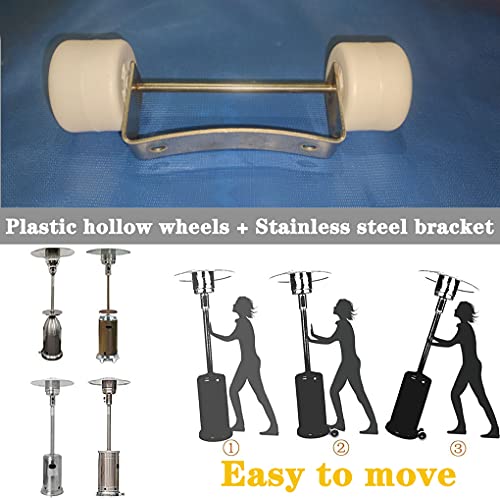 Patio Heater Wheels Replacement-Stainless Steel Tall Heater Wheel Set,One Size Fits Most Propane Gas Patio Heaters,Easy to Move& Install-Universal Movable Wheel (White Wheels+ Stainless Steel Bracket) - Thumbnail 3