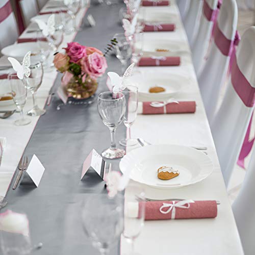 Tiger Chef 12-Pack Silver 12 X 108 Inches Long Satin Table Runner For Wedding, Table Runners Fit Rectangle And Round Table Decorations For Birthday Parties, Banquets, Graduations, Engagements #TOP1