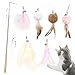 SONGWAY Cat Interactive Feather Toys - 7 PCS Cat Toys Set for Indoor Cats, Retractable Cat Wand Toy, Cat Feather Toys with Bell,Replaceable Cat Feather Tail Toy, Kitten Toy Gift, Pink