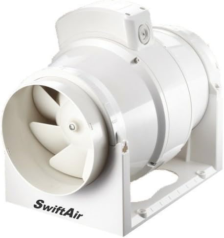 Mixed FLow XFLO100T 100mm 4 inch Loft Mounted Inline Shower Ceiling Powerful Ventilation Bathroom Extractor fan Run On Timer Silent In-line Toilet Ventilator 220m3/hr