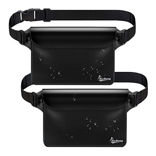 iKuShang Waterproof Pouch 2 Pack Waterproof Fanny Pack Waterproof Phone Case Waterproof Wallet Protect Your Valuables Safe & Dry Perfect for Boating Swimming Beach Pool Water Parks (Black+Black)