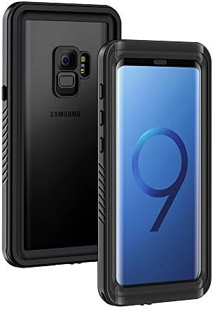 Lanhiem Samsung Galaxy S9 Case, IP68 Waterproof Dustproof Shockproof Case with Built-in Screen Protector, Full Body Sealed Underwater Protective Clear Cover for Samsung S9 (Black)