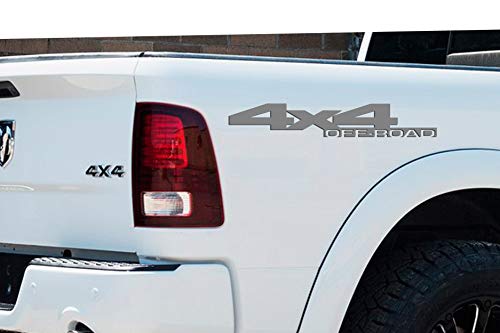 Image of 2 x Dark Grey 4X4 Off Road Single Color Vinyl Decals Fits Dodge Ram