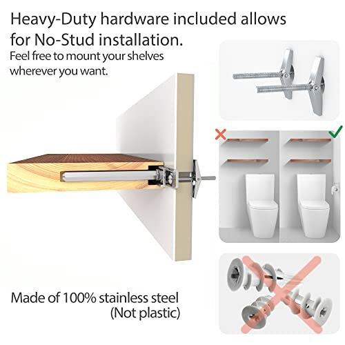 Baobab Workshop Floating Wood Shelves Set Of 2 - Rustic Shelf 16 Inch - Handcrafted In Europe - Wide Wooden Wall Shelves For Living Room Bedroom Kitchen Bathroom Farmhouse - Walnut Color - 16" X 6.7" #TOP3