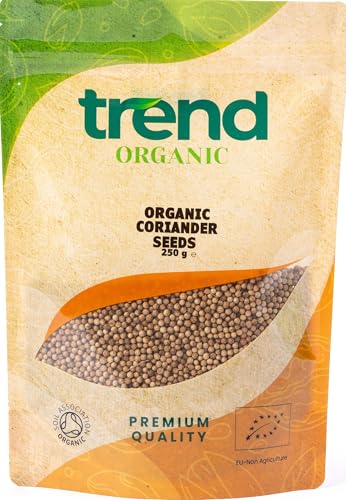 Trend Organic Whole Coriander Seeds 250g - Ideal for Seasoning Baking & Cooking Rich in Essential Oils - Citrus-Like Flavour - Certified Organic Vegan Non-GMO No Additives No Preservatives